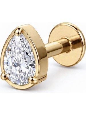Munels Titanyum Zirkon Taşlı Damla Model Mini Piercing - Tragus, Flat, Helix Piercing