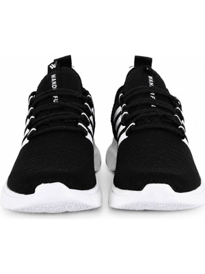 Trender Wanderfull Triko Siyah - Beyaz Erkek Sneaker 4094