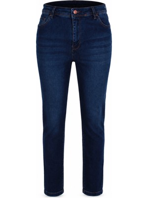 Double Slim Skinny Omd Koyu Lacivert Kadın Jean Pantolon 3529