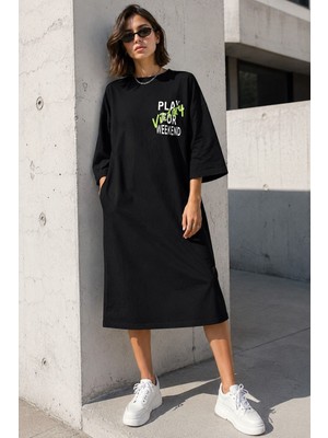 Madmext Mad Girls Siyah Tunik Elbise MG1022