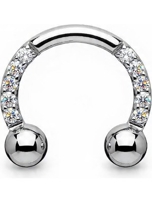 Munels Titanyum Zirkon Taşlı Septum Piercing - Titanyum Septum Piercing