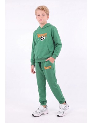 Fyk Kids Erkek Çocuk Baskılı Kanguru Cepli Kapüşonlu Eşofman Takımı