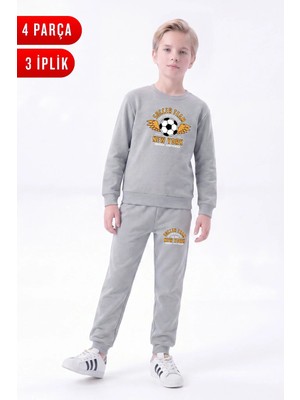 Fyk Kids 3 Iplik Baskılı Erkek Çocuk Çift Cepli Bisiklet Yaka Eşofman Takımı