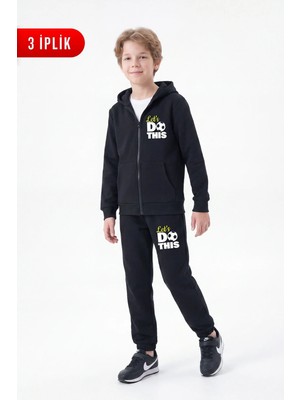 Fyk Kids 3 Iplik Baskılı Fermuarlı Erkek Çocuk Eşofman Takımı