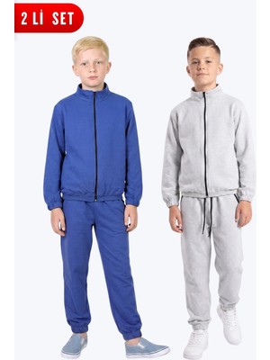 Fyk Kids Erkek Çocuk 2'li Dik Yaka Fermuarlı Beli Bağcıklı Lastik Paça Eşofman Takımı