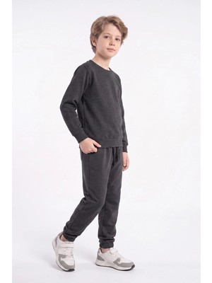 Fyk Kids Erkek Çocuk Düz Bisiklet Yaka Çift Cepli Eşofman Takımı