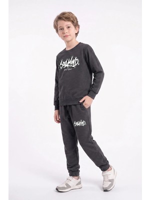 Fyk Kids Erkek Çocuk Baskılı Bisiklet Yaka Çift Cepli Eşofman Takımı