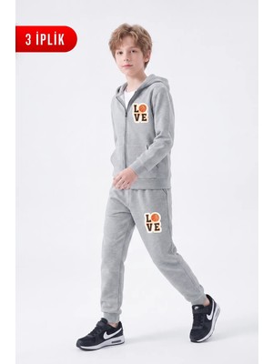 Fyk Kids 3 Iplik Baskılı Fermuarlı Erkek Çocuk Eşofman Takımı