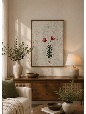 Muguetarts %100 El Sanatı Ebru Sanatı Narin Çerçevesiz Yasemin Acar Eseri 34X50 cm