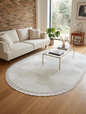 Merinos Elagans Joy Rölyef Bohem Kaymaz Taban Oval Püsküllü Halı Yolluk Salon, Mutfak ,oda ve Koridor