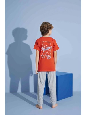Tarık Erkek Çocuk T-Shirt Uzun Alt Penye Süprem Bisiklet Yaka Orta Kalın Pijama TAKIMI-3928