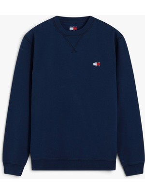 Tommy Hilfiger Tjm Reg Badge Crew Ext Erkek Mavi Sweatshirt - DM0DM23607
