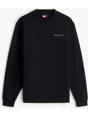 Tommy Hilfiger Tjm Reg Lınear Crew Ext Erkek Siyah Sweatshirt - DM0DM20249
