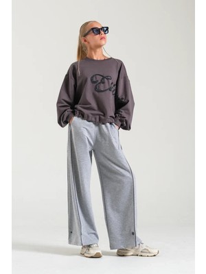 Loco Loco Kız Çocuk 8853 Ön Kol  Nakışlı 2 Iplik Sweat