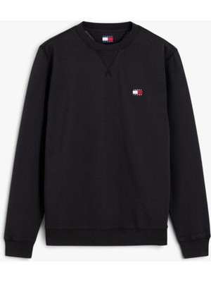 Tommy Hilfiger Tjm Reg Badge Crew Ext Erkek Siyah Sweatshirt - DM0DM23607