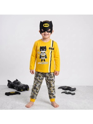 Deniva Kids Erkek Çocuk Batman Temalı Maskeli 3'lü Pijama Takımı