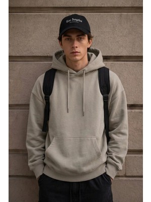 EYDAMOON Erkek Kışlık 3ip Içi Polarlı Kapüşonlu Kanguru Cepli Oversize Sweatshirt