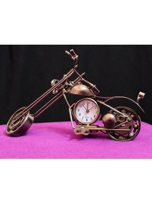 Çılgıntrend Kişiye Özel Metal Motosiklet Tasarımlı Klasik Masa Saati - Retro Motorcu Ofis Masa Üstü Saati