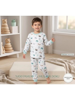 Deniva Kids Erkek Çocuk %100 Pamuklu Sevimli Hayvan Desenli Uzun Kollu Pijama Takımı