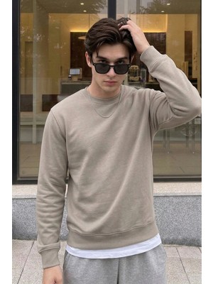 EYDAMOON Erkek Kışlık 3ip Içi Polarlı Bisiklet Yaka Rahat Kalıp Sweatshirt