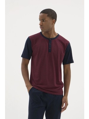 Pileli Store Kocabey 2205 Erkek Battal Midi Yaka Pijama Takım