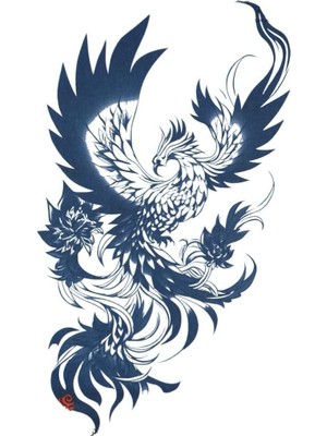 Çılgıntrend Anka Kuşu Modeli 1 Ay Kalıcı Geçici Dövme - Büyük Boy Gerçekçi Phoenix Tattoo Su Geçirmez Bitkisel Dövme