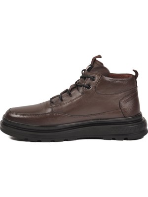 Ayakmod Siyah Hakiki Deri Lastik Bağcıklı Kalın Rahat Tabanlı Erkek Sneaker Bot 152-18330