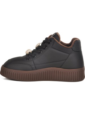 Guja Siyah Bağcıklı Bilek Boy Kalın Tabanlı Içi Polarlı Soğuğa Dirençli Kadın Sneaker Bot 25K419-1