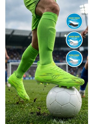 Walkway Sarı Çoraplı Bağcıklı Erkek Futbol Ayakkabısı Krampon Strike M
