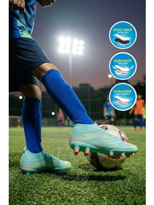 Walkway Mint Çoraplı Bağcıklı Unisex Çocuk Futbol Ayakkabısı Krampon Strike F