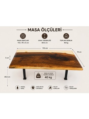 Varsoph Epoksi Şeffaf Döküm Ceviz Masa