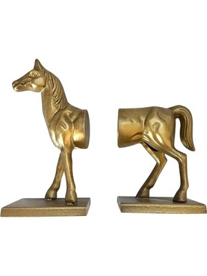 Kazan Hobi At Dekoratif Kitap Seti, %100 Demir, 11,5 cm x 9,5 cm x 22,8 Cm, Ağır Kitap Ayracı