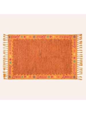 Kazan Hobi Saçaklı Jüt Kilim 120X180 cm Tarçın