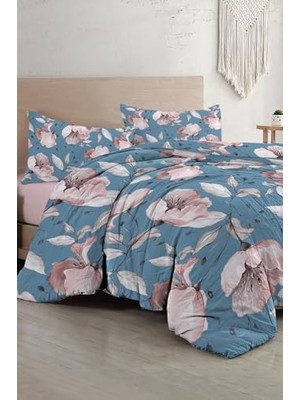 Kazan Hobi Nevresim Takımı, %100 Pamuk Saten Çift Kişilik Blue Rose, MONOHOME34900
