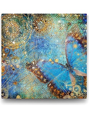 Kazan Hobi Mavi Kelebek Tablosu - 100X100 cm