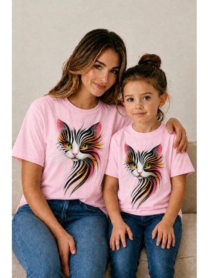 Vodexa Anne Çoçuk Oversize Tişört Kombin Twin T-Shirt %100 Pamuk Rahat Kalıp (Tekli Olarak Satılmaktadır)