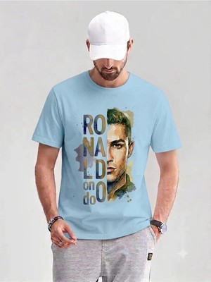 Vodexa Unisex Oversize Tennis Baskılı T-Shirt %100 Pamuk R.naldo Temalı Rahat Kalıp Kısa Kollu Tişört
