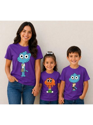 Vodexa Anne Kız Kombin Oversize Tişört Twin T-Shirt %100 Pamuk Rahat Kalıp (Tekli Olarak Satılmaktadır)