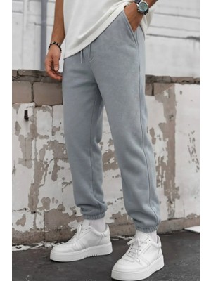 EYDAMOON Erkek Kışlık Oversize 3 Iplik Bel ve Paça Lastikli Eşofman Altı