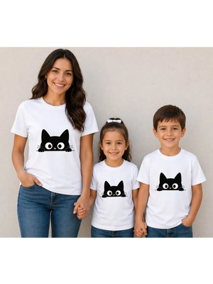 Vodexa Anne Çocuk Kombin Oversize Tişört Twin T-Shirt %100 Pamuk Rahat Kalıp