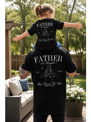Vodexa Baba ve Kız Çocuk Oversize Tişört –father Baskılı (Tekli Satılmaktadır)