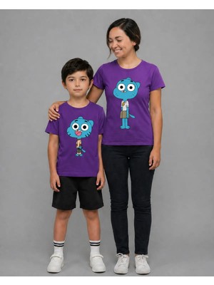 Vodexa Anne Erkek Çoçuk Kombin Sade Oversize Tişört Twin T-Shirt %100 Pamuk Rahat Kalıp (Tekli Satılmaktadır)