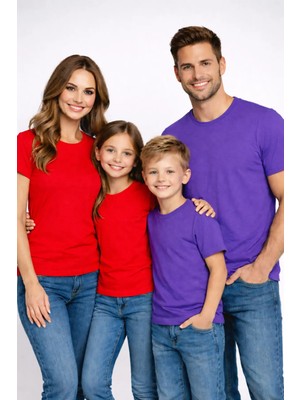 Vodexa Aile Kız Çocuk Kombin Oversize Tişört Twin T-Shirt Karışık Baskısız Baskılı (Tekli Satılmaktadır)