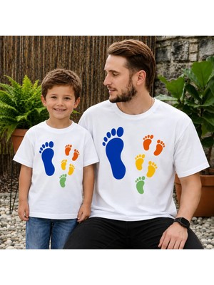 Vodexa Baba Çocuk Oversize Tişört Renkli Ayaklar Baskılı (Tekli Satılmaktadır)