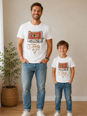 Vodexa Baba Çocuk Oversize Tişört Kaset Baskılı (Tekli Satılmaktadır)