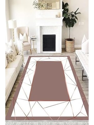 Kazan Hobi MD-0032F-EKOPNT-160X230 Modern Dijital Baskılı Yolluk; Yıkanabilir, Antibakteriyel ve Kaymaz Tabanlı