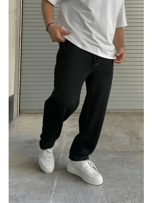 EYDAMOON Erkek Baggy Eşofman Altı 3 Iplik Oversize Arka Cepli Düz Paça
