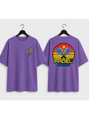 Vodexa Unisex Oversize Tennis Baskılı T-Shirt %100 Pamuk Tenis Temalı Rahat Kalıp Kısa Kollu Tişört