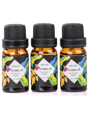 Kazan Hobi Mukko Home 3'lü Esansiyel Uçucu Yağ 3X10 ml Rose Gül Kokulu Buhurdanlık Yağı Set, Banyo ve Oda Kokusu, Difüzör