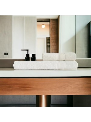 Kazan Hobi %100 Cotton Havlu Takımı Vücut Havlusu 90X140 Cm, Baş Havlusu 50X80 Cm, Ekstra Yumuşaklık (Krem)